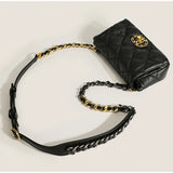 Soft Leather Messenger Bag with Metal Chain