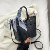 Women's Soft Leather Silk Scarf Handbag Shoulder Bag Crossbody Tote Bag