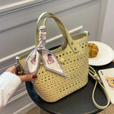 Women's Soft Leather Silk Scarf Handbag Shoulder Bag Crossbody Tote Bag