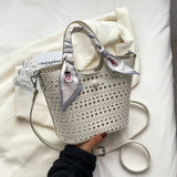 Women's Soft Leather Silk Scarf Handbag Shoulder Bag Crossbody Tote Bag
