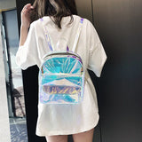 Mini Silver Laser Holographic Backpack Girls Shoulder Bag