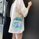 Mini Silver Laser Holographic Backpack Girls Shoulder Bag