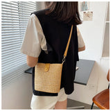 2022 Women's Straw Woven Shoulder Bag Crossbody Bucket Bag
