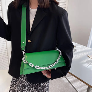 2022 Solid Women's Retro Shoulder Bag High-Quality All-Match Chain Messenger Bag