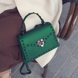 2022 Women's Bag PU Leather Rivets Handbag Shoulder Bag