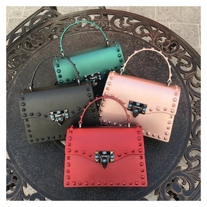 2022 Women's Bag PU Leather Rivets Handbag Shoulder Bag
