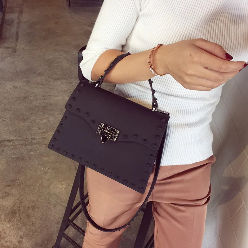 2022 Women's Bag PU Leather Rivets Handbag Shoulder Bag