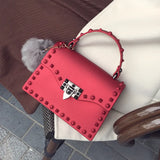 2022 Women's Bag PU Leather Rivets Handbag Shoulder Bag