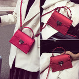 2022 Women's Bag PU Leather Rivets Handbag Shoulder Bag