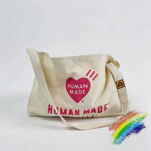 2022ss HUMAN Bear Print Canvas Bag Couple One Shoulder Crossbody Bag