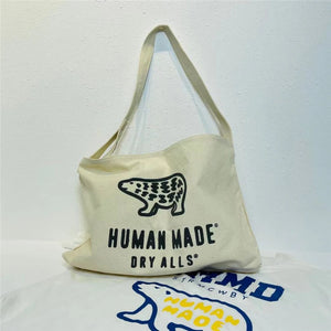 2022ss HUMAN One Shoulder Crossbody Bag, Couple Bear Canvas Bag