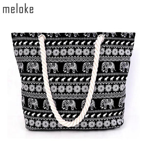 Animal Elephant Canvas Tote Bag Women's Handbag