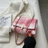 Embroidery Pu Leather Ladies Handbags Chain Strap Flap Crossbody Bags