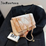 Embroidery Pu Leather Ladies Handbags Chain Strap Flap Crossbody Bags