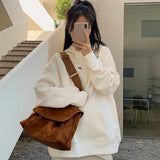 Fleece Shoulder Bag Female Leather Crossbody Bag