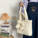 Sweet Quilted Padded Handbag Large Capacity
