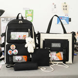 Canvas Backpack Set for Teenage Girl High School Travel Women Student