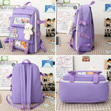 Canvas Backpack Set for Teenage Girl High School Travel Women Student