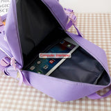 Canvas Backpack Set for Teenage Girl High School Travel Women Student