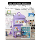 Canvas Backpack Set for Teenage Girl High School Travel Women Student