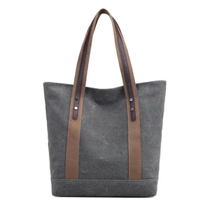 Canvas Tote Handbag Women Shoulder Bag Zipper Eco Shopping Bag
