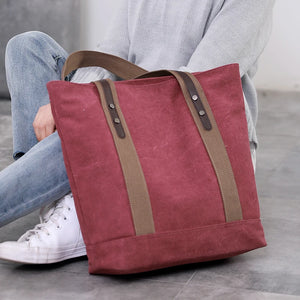 Canvas Tote Handbag Women Shoulder Bag Zipper Eco Shopping Bag