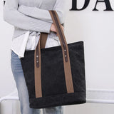 Canvas Tote Handbag Women Shoulder Bag Zipper Eco Shopping Bag