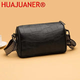 Braided Wide Shoulder Straps Small Women's Messenger Bag Purse Leather Women Bag