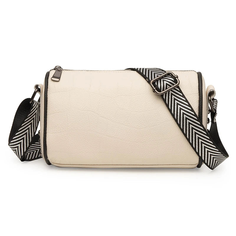 Braided Wide Shoulder Straps Small Women's Messenger Bag Purse Leather Women Bag