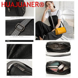 Braided Wide Shoulder Straps Small Women's Messenger Bag Purse Leather Women Bag