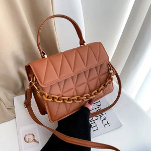 Plaid Small Flap Top Handle Bag Chain Crossbody Bag
