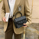 Plaid Small Flap Top Handle Bag Chain Crossbody Bag