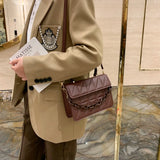 Plaid Small Flap Top Handle Bag Chain Crossbody Bag