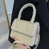 Women Scrub Leather Shoulder Bag Lambswool Crossbody Bag