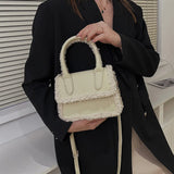 Women Scrub Leather Shoulder Bag Lambswool Crossbody Bag