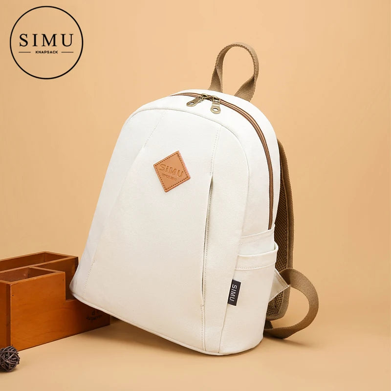 Canvas Backpack Women Solid Rucksack Casual Travel Bag Backpacks