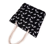 Canvas Shoulder Beach Bag Horse Print Casual Tote Fringed Shopping Bag