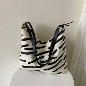 Canvas Bag Large Capacity Commuter Tote Bag Women's Shoulder Crossbody Bag