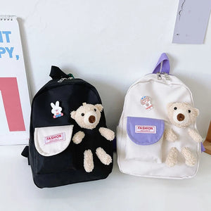 Cartoon Bear Canvas School Bags For Kids Kindergarten Children Backpacks