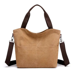 Large Pocket Canvas Handbag for Women