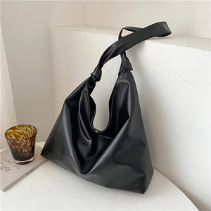 Soft Pu Leather Large Shoulder Bag, Retro Lady Shopper Purse