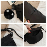 Solid Pendant Shoulder Bag for Women Crossbody Bag