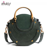 Circular Women Handbag Leather Shoulder Messenger Bag Round Ring Mini Tote