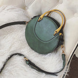 Circular Women Handbag Leather Shoulder Messenger Bag Round Ring Mini Tote