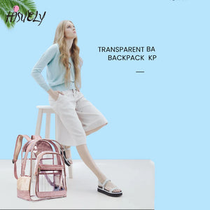 Clear PVC Waterproof Transparent School Bag See Through Backpacks High Large Cap