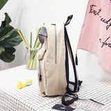 Cute Corduroy School Backpack Anime for Girls Soft Student Bag