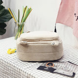 Cute Corduroy School Backpack Anime for Girls Soft Student Bag