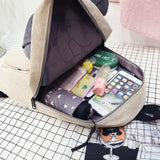 Cute Corduroy School Backpack Anime for Girls Soft Student Bag