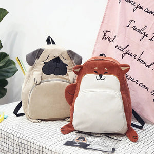 Cute Corduroy School Backpack Anime for Girls Soft Student Bag