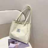 Corduroy Shoulder Bag for Women Cotton Handbag Eco Shopping Totes Bags